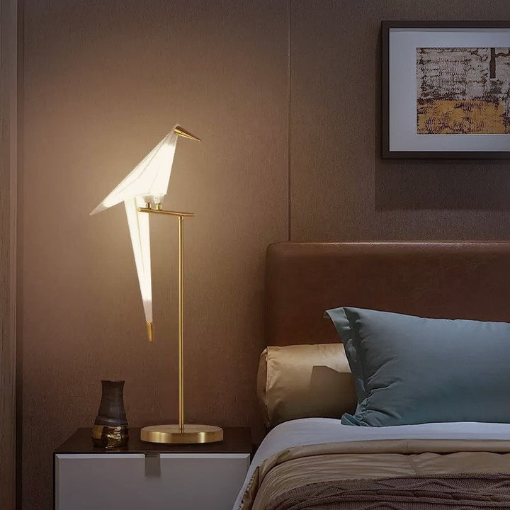 Elegant decorative origami bird lamp, a modern lighting solution with a unique artistic design.
