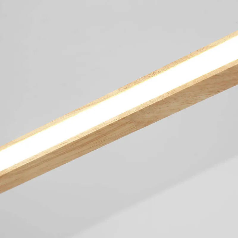 Sophisticated oval pendant light with wood finish and acrylic shade, dimmable LED technology.