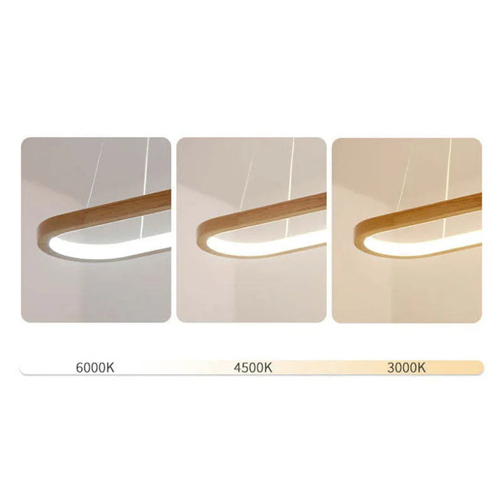 Handcrafted oval wood pendant light with frosted acrylic diffuser, energy-efficient LED.