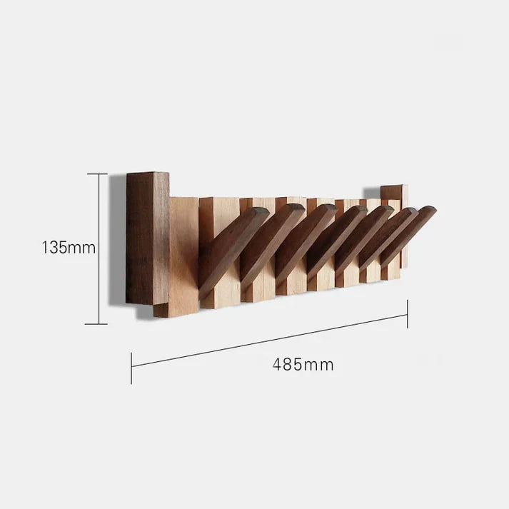 Stylish wall-mounted piano key coat rack. Elegant beech wood multi-hook organizer for modern entryways.
