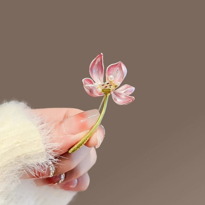 Elegant pink flower brooch pin, a stylish women's accessory for dresses & jackets, perfect gift.