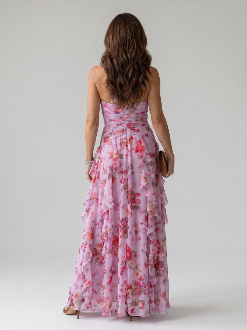 Stunning blue halter neck maxi dress for women, an elegant and flowy formal evening gown for special events.