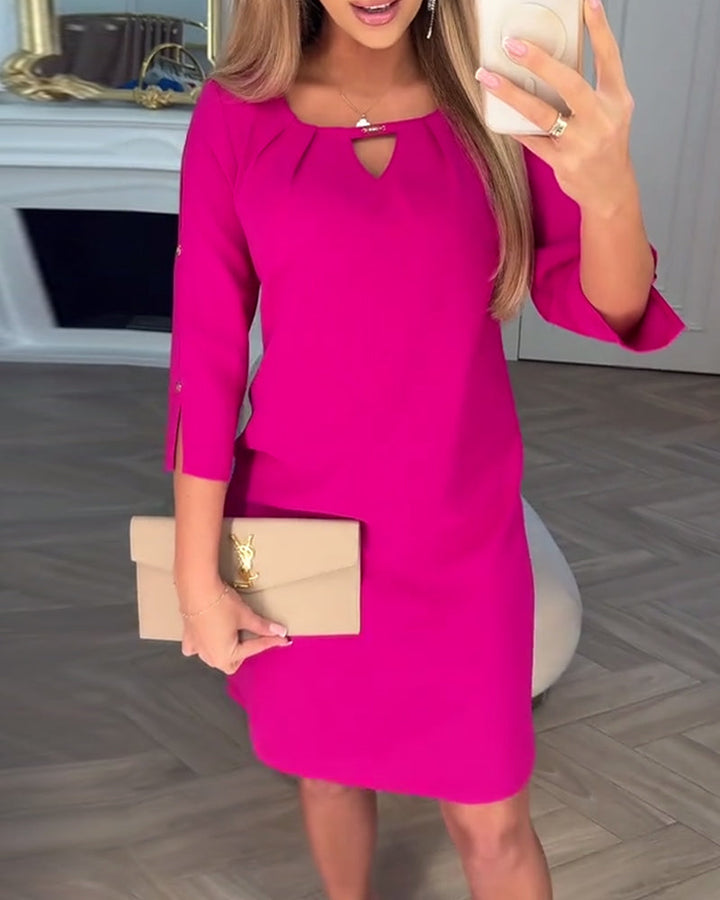 Chic blue midi dress with elegant cutout detail, designed for women seeking a modern party or occasion outfit.