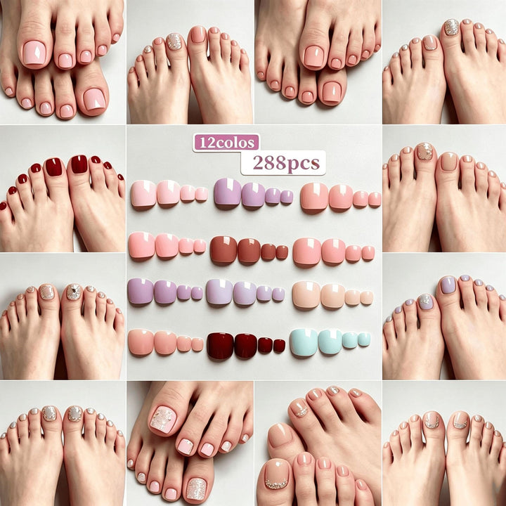 DIY press-on nail kit for women, featuring elegant artificial nails in assorted colors for a stunning manicure.