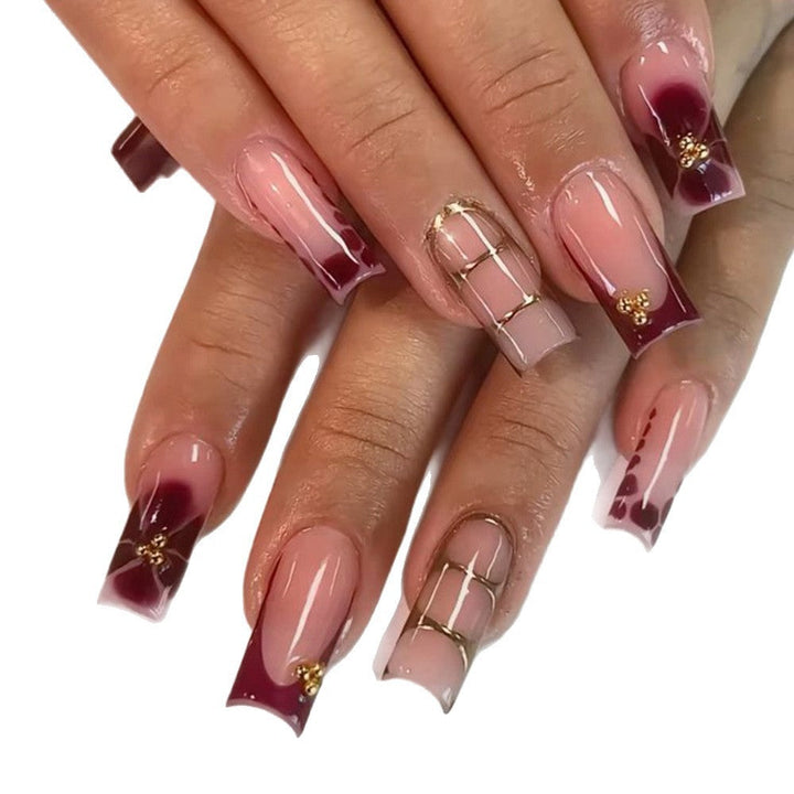 Women's instant glam press-on nails, easily applied to achieve a beautiful, elegant, and decorative manicure.