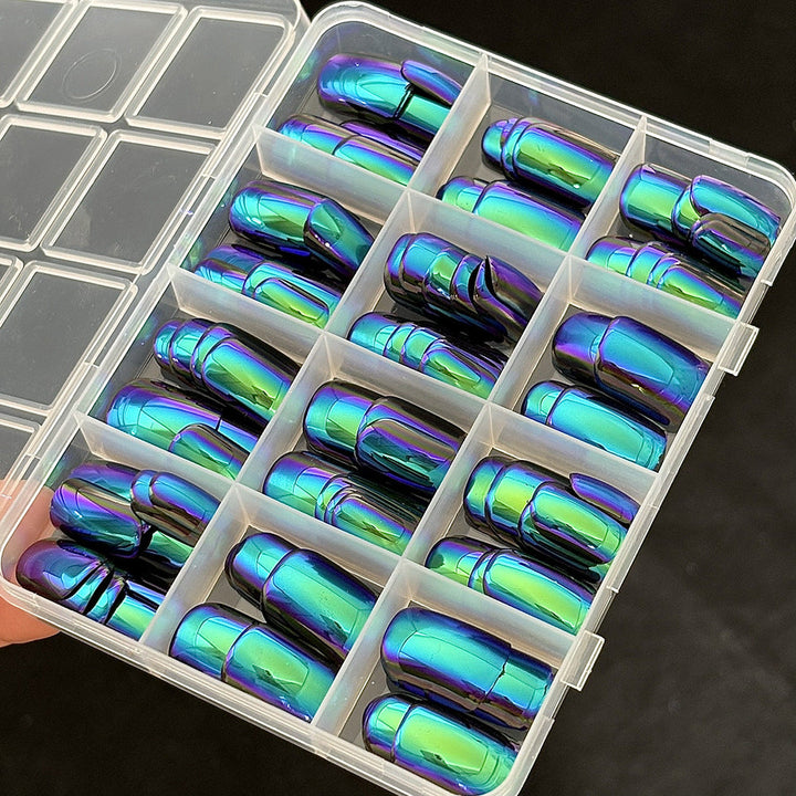 Elegant press-on nails kit for women's fashion. Create a beautiful DIY manicure instantly with these fake nails.