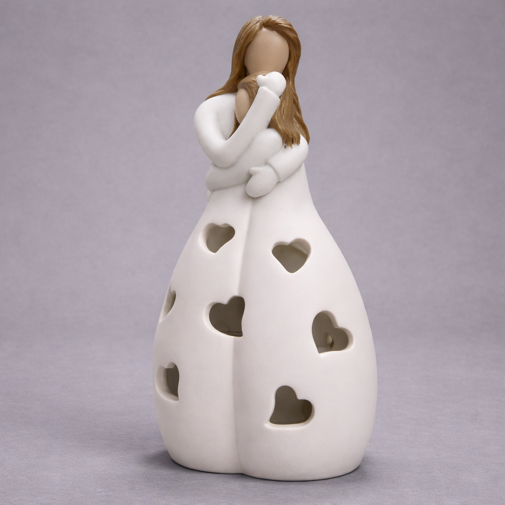 Elegant romantic candle holder sculpture, perfect for living room or bedroom decor. Creates a sophisticated ambiance.