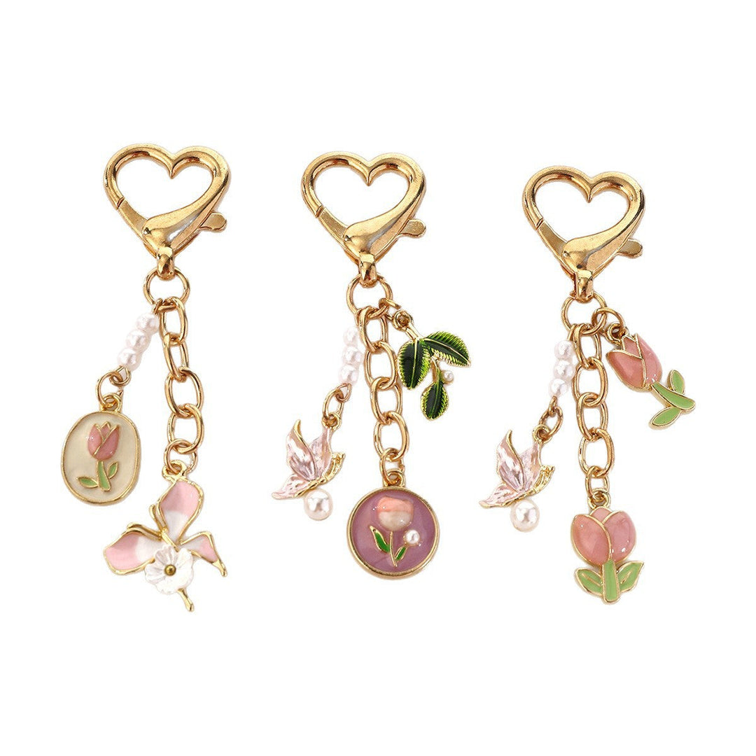 Beautiful floral rose keychain, an elegant gift idea for women's bags & key organization.
