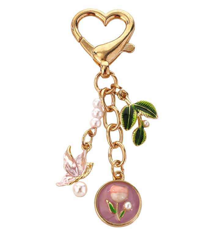 Elegant rose flower key holder, women's stylish metal accessory for bags, purses & keys.