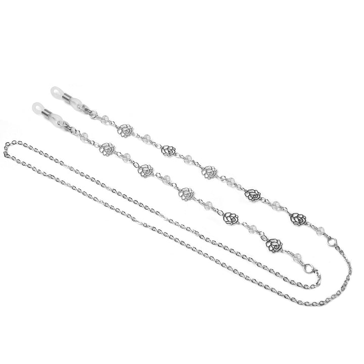 Unisex floral design glasses holder chain in rose gold, a stylish and practical accessory for securing your eyewear.