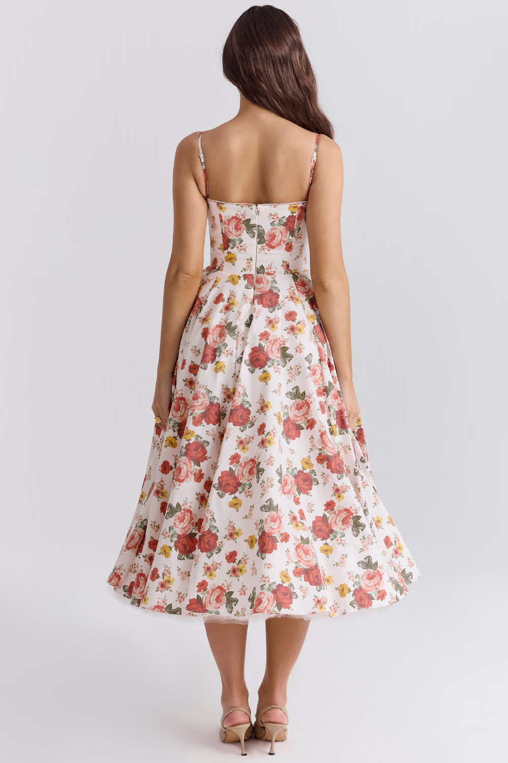 Sophisticated Royale midi dress for women. Elegant party wear, suitable for wedding guests & proms.