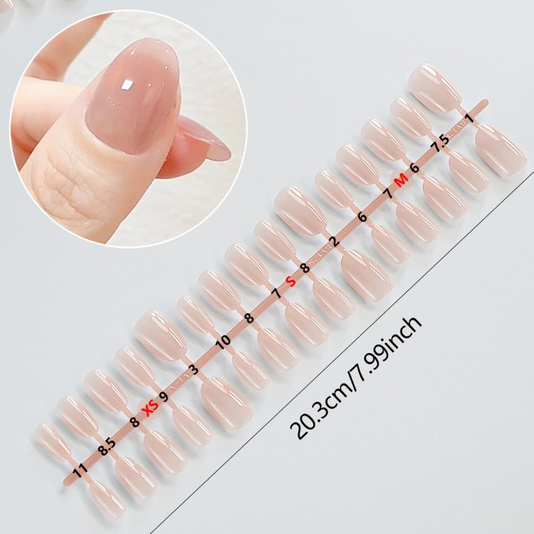 Beautiful short almond press-on false acrylic nails for women. Perfect for elegant DIY manicures and style.