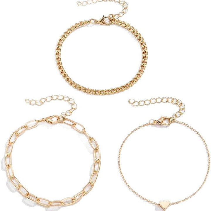Versatile women's chain bracelet set in silver & gold. Ideal for elegant layering & daily wear.