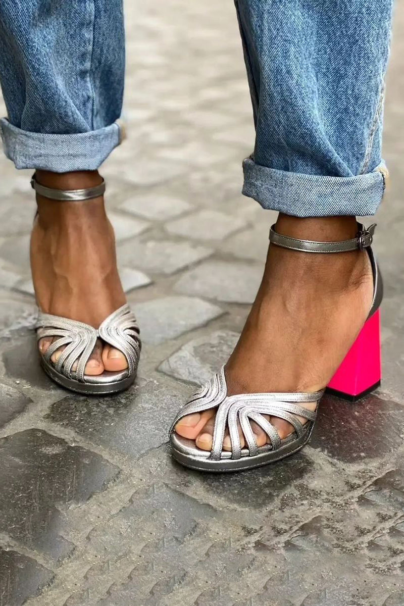 Stylish women's block heel ankle strap sandals. Versatile heeled shoes for elegant parties, summer fashion & casual wear.