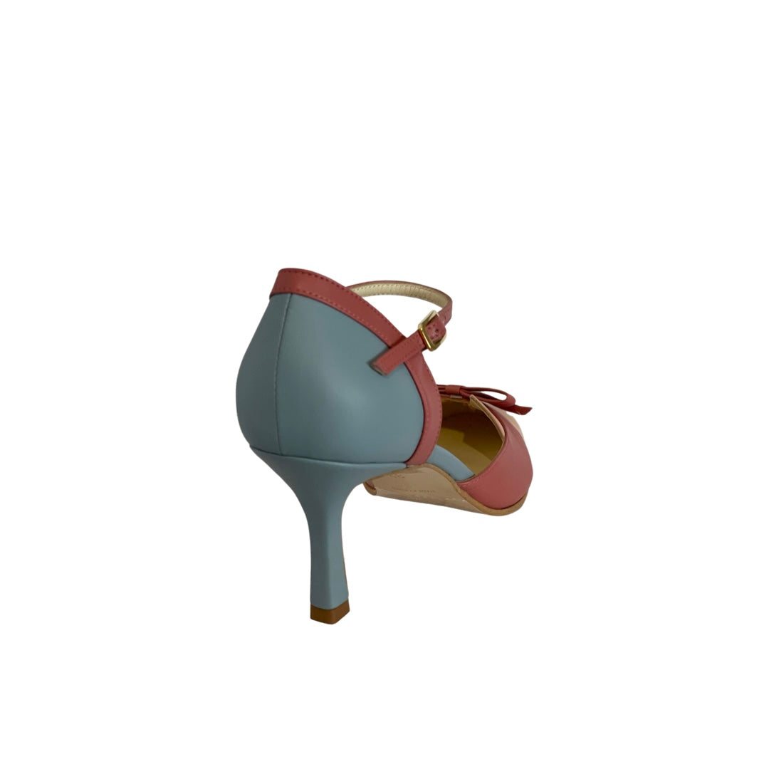 Stylish sky blue women's high heels, elegant orthopedic stiletto dress shoes for comfort.