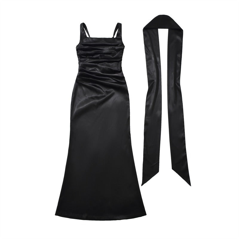 Elegant square neck maxi dress for women, perfect for special occasions like weddings or galas.