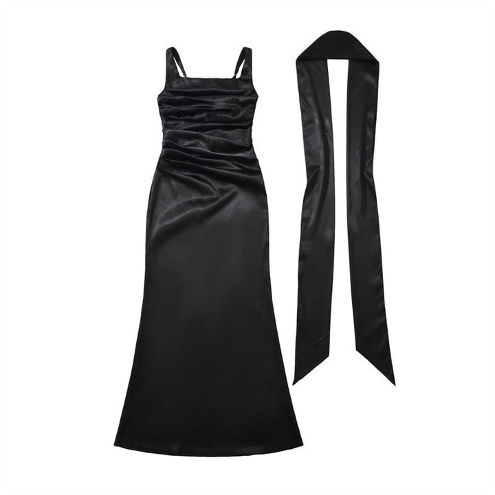 Elegant square neck maxi dress for women, perfect for special occasions like weddings or galas.