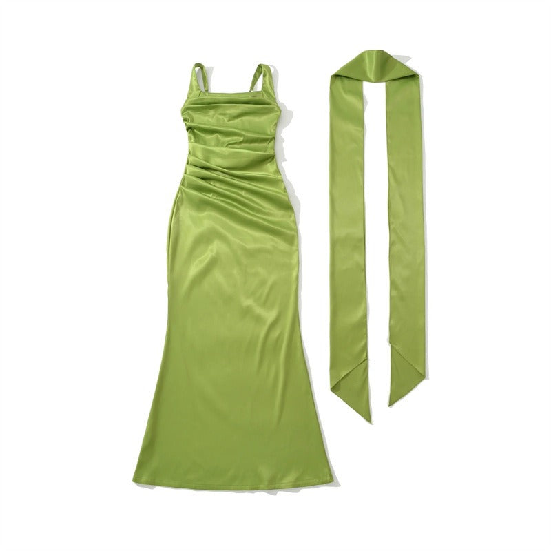 Ruched square neck evening gown for women, an elegant maxi dress perfect for formal and special occasions.