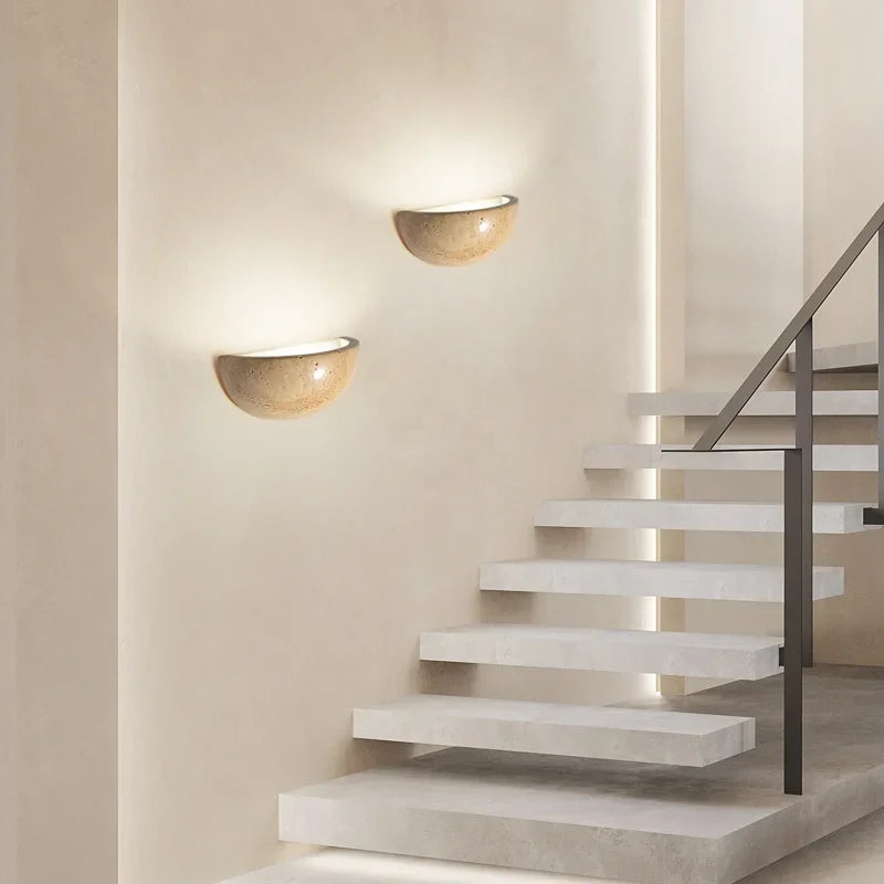 Chic stone LED wall light, perfect for modern interior design. Energy-efficient, provides ambient wall lighting.