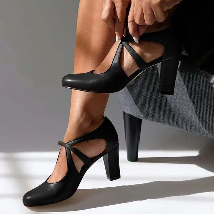 Stylish women's comfort strap heels with a sturdy block heel. Elegant design offers all-day support for any occasion.