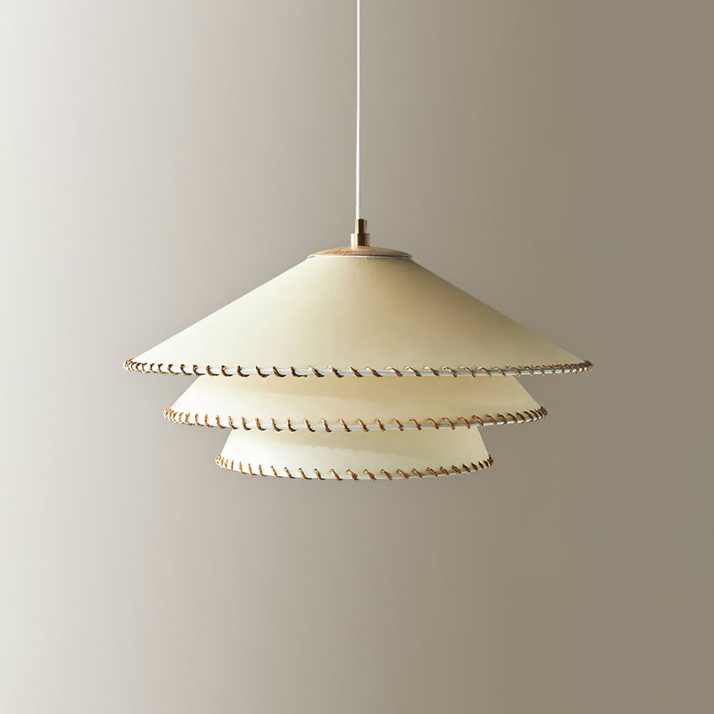 Chic tiered ceiling lamp, a modern pendant light fixture with a refined sculptural design.