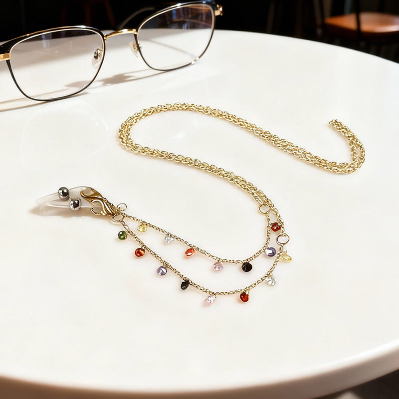 Modern unisex eyewear strap, featuring beautiful crystal & metal alloy.
