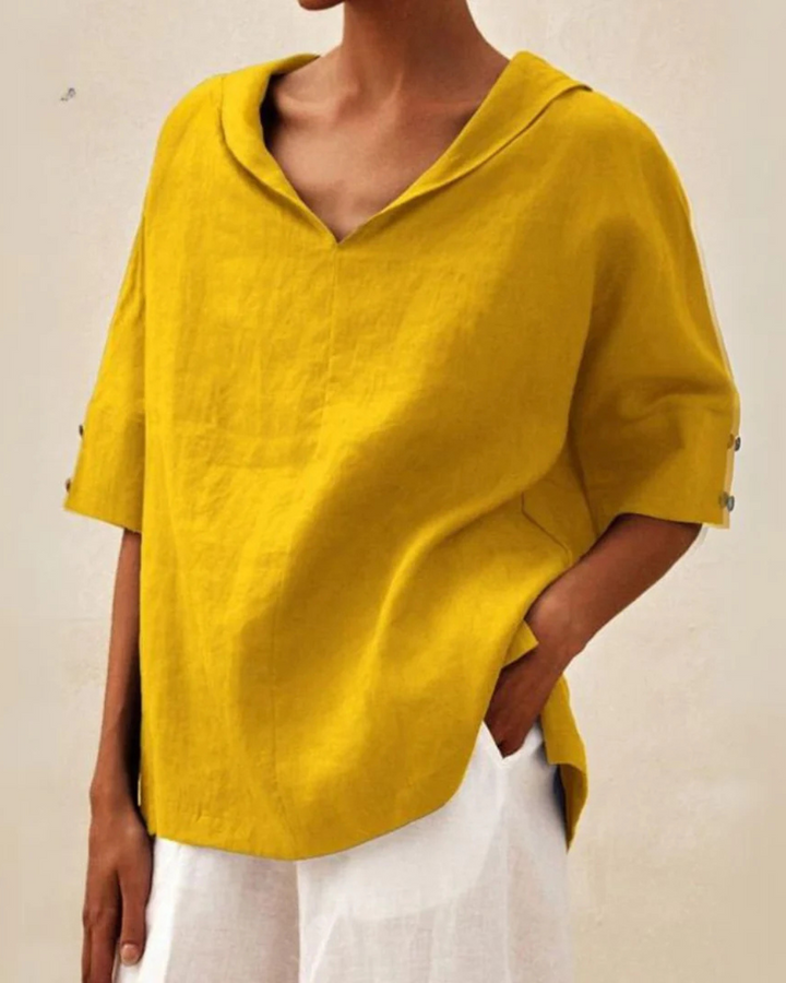 Comfortable women's V-neck half sleeve top, a casual blouse for effortless everyday wear & comfort.