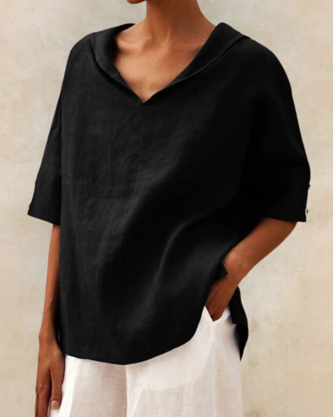 Casual V-neck half sleeve women's shirt, a versatile top for everyday wear and chic comfort.
