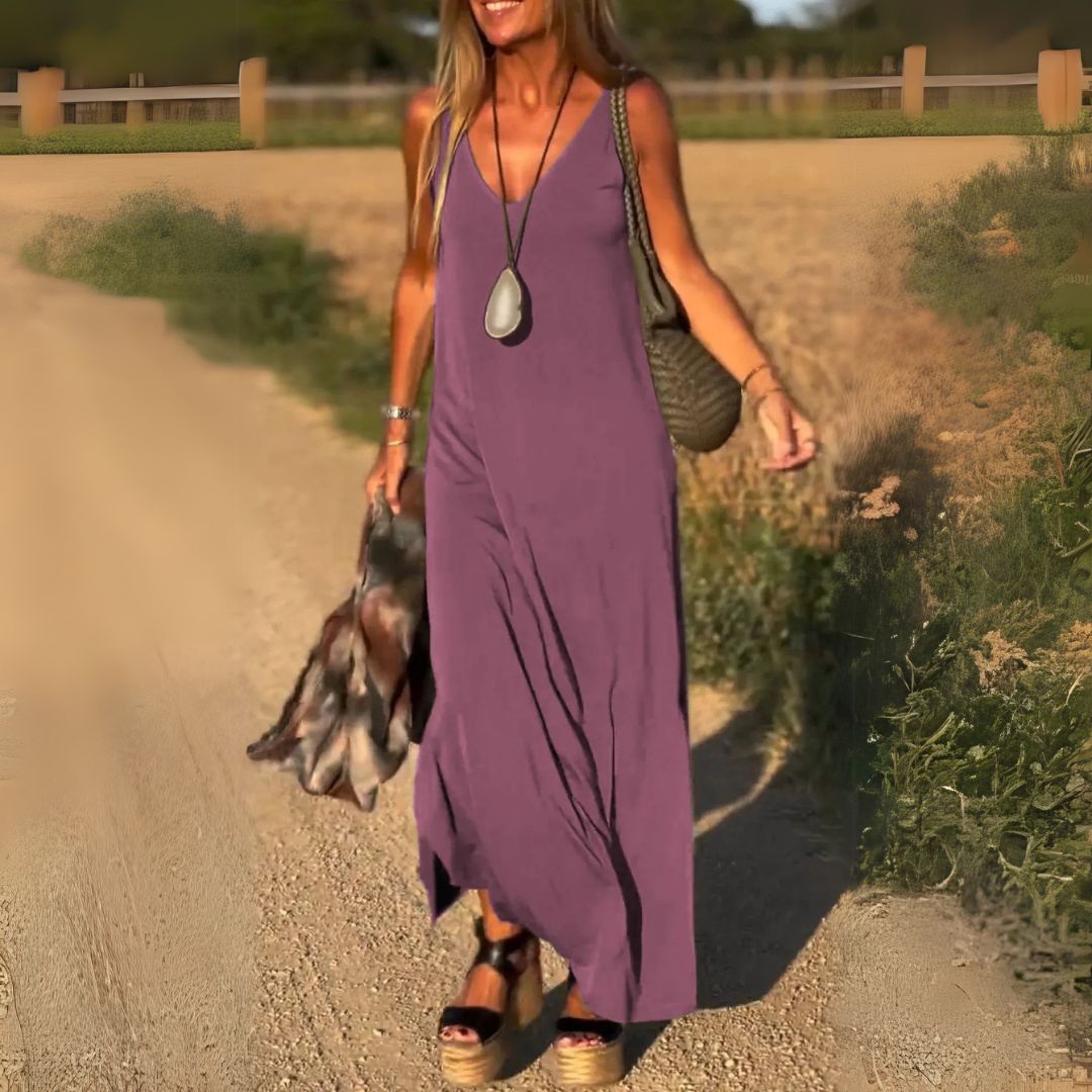 Chic women's V-neck maxi dress, an elegant long summer dress for any special occasion.