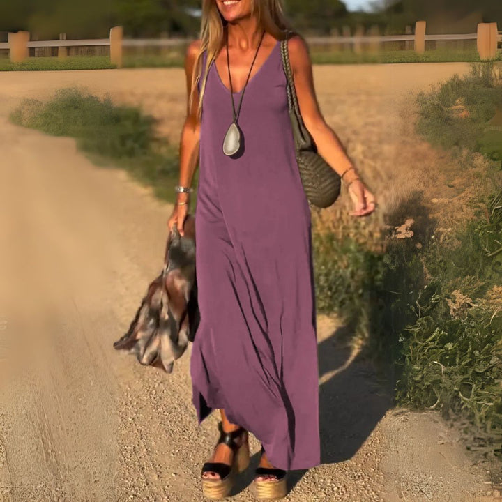 Chic women's V-neck maxi dress, an elegant long summer dress for any special occasion.