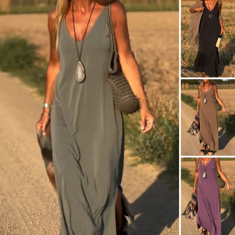 Beautiful women's V-neck maxi dress, perfect as a long summer dress or elegant occasion wear.