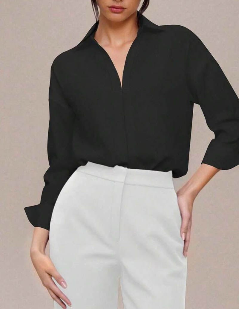 Wine red elegant long sleeve bodysuit, women's draped collared top for a refined polished style.