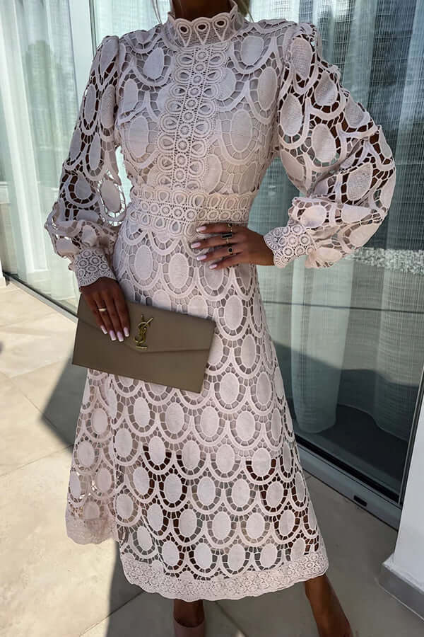 Elegant pink lace cocktail dress for women. Perfect summer party, occasion, or evening wear.