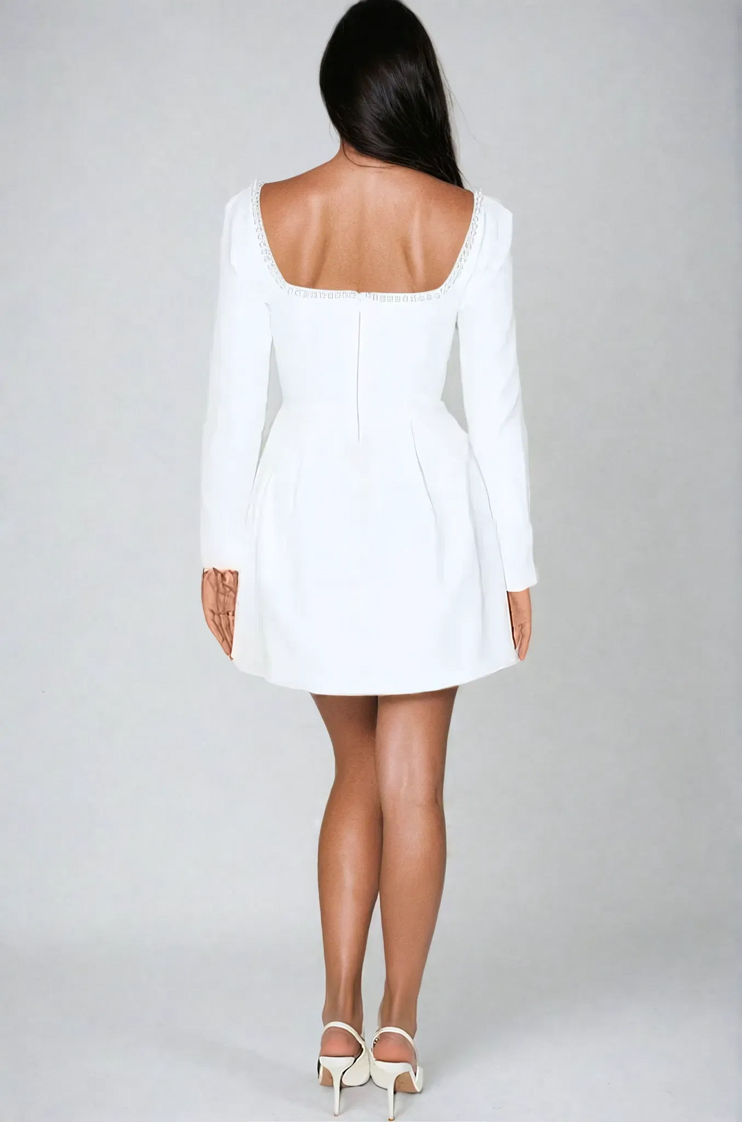 Trendy women's pearl party dress with puff sleeves, a modern choice for girls' night out and special events.