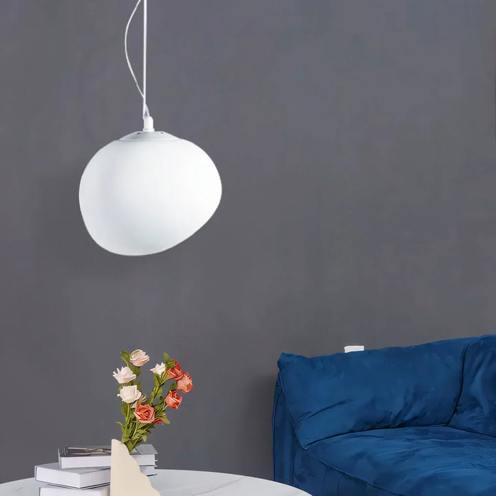 Organic white pebble pendant light. Modern minimalist ceiling lamp for stylish home decor & contemporary spaces.