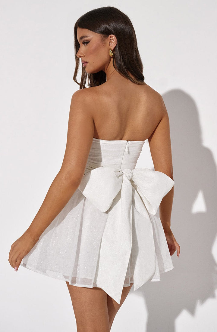 Youthful strapless A-line mini dress, perfect for dances, parties, and homecoming events.