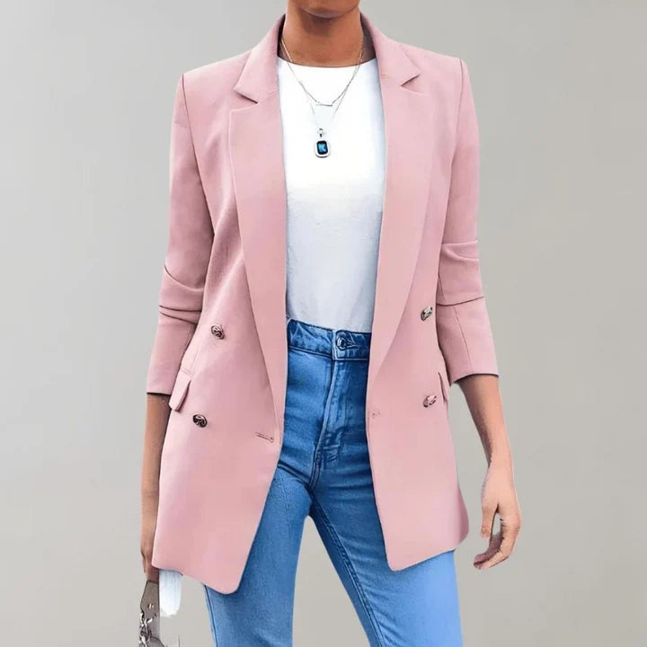 Elegant white tailored blazer for women, perfect for professional office workwear. Chic and versatile style.