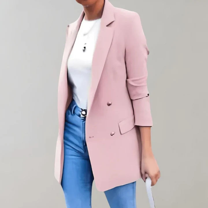 New women's white tailored blazer. Professional, chic office fashion & versatile outerwear for any elegant look.