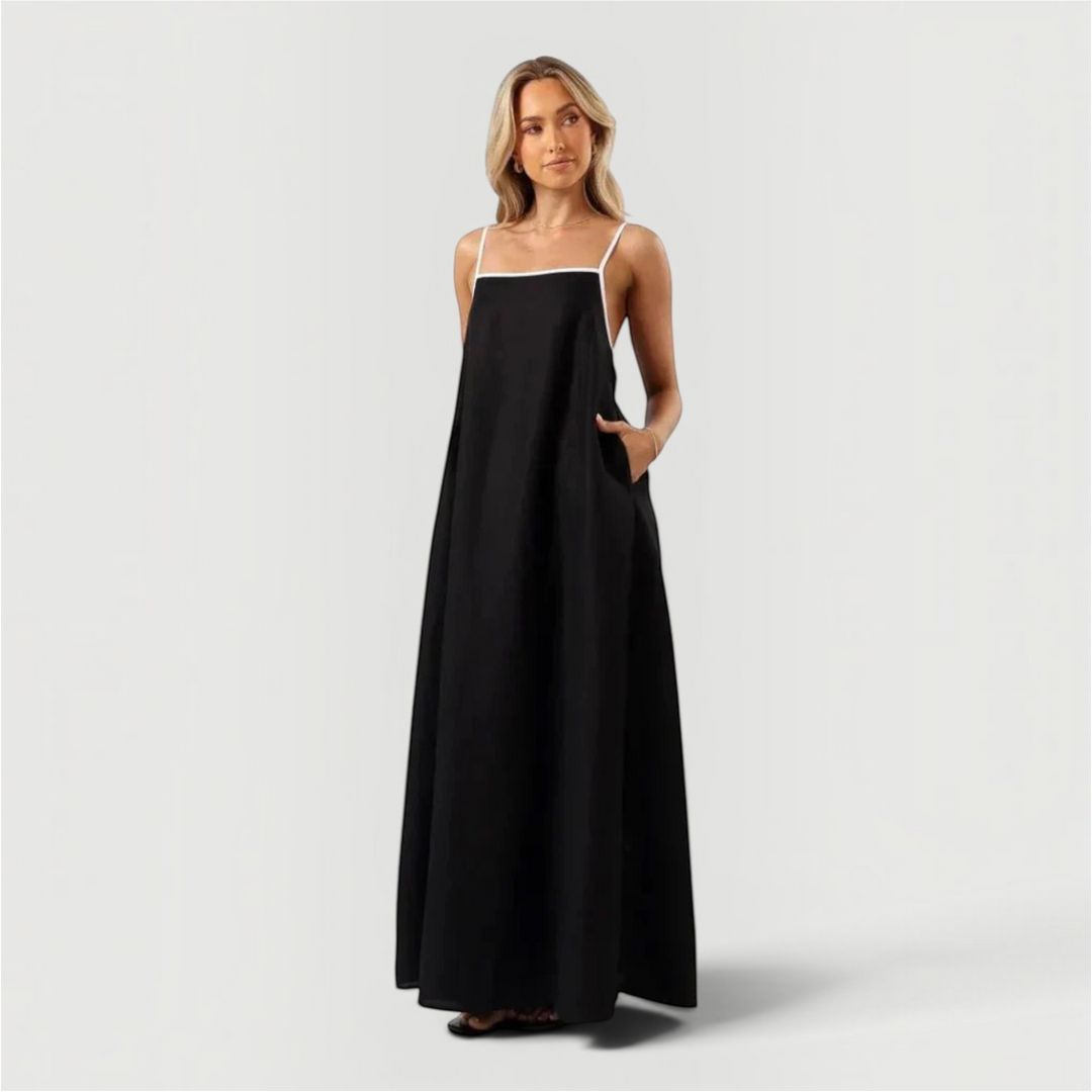 Elegant Willow sleeveless A-line midi dress for women, perfect for summer casual or dressy occasions.