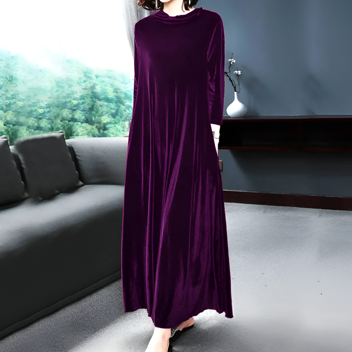 Chic women's wine-red long-sleeve party dress. A beautiful & elegant midi dress for any special occasion.