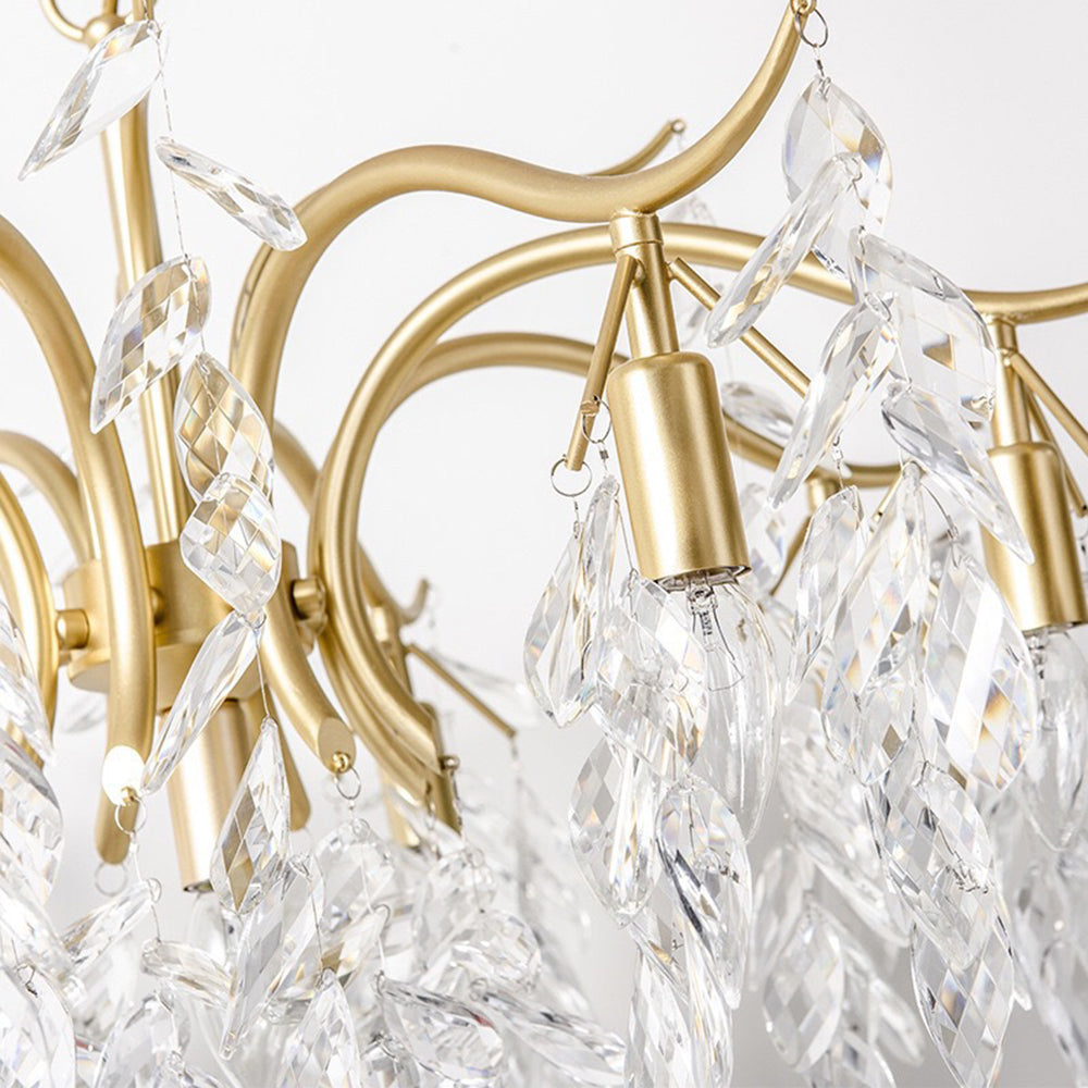 Sophisticated wisteria chandelier, clear crystals, adds elegance to any room.