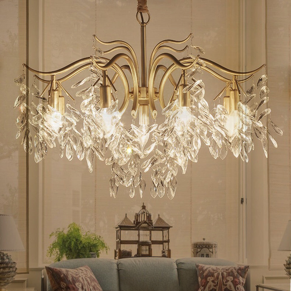 Ornate wisteria chandelier with sparkling crystal accents, ideal for grand spaces.