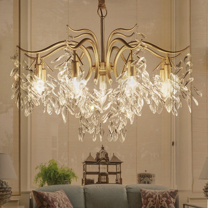 Ornate wisteria chandelier with sparkling crystal accents, ideal for grand spaces.