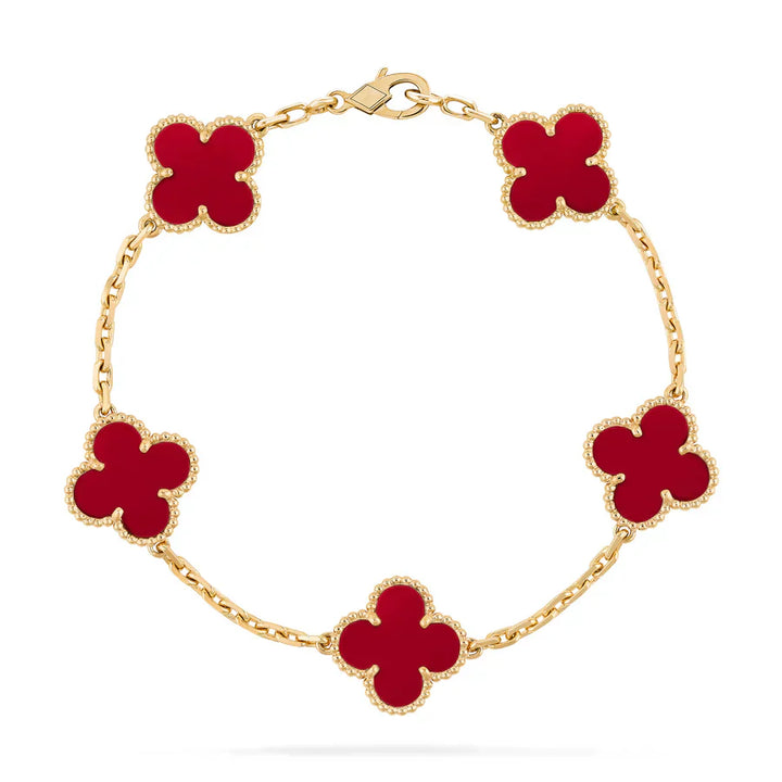Elegant women's 18k gold-plated clover leaf bracelet, adjustable fashion jewelry for her.