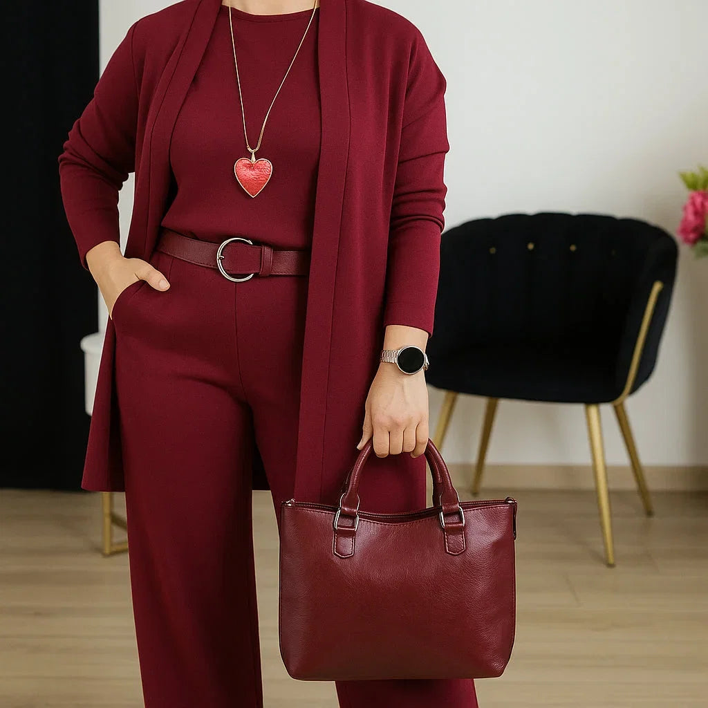Versatile women's lounge wear matching set: comfy knit cardigan, cami, & wide-leg pants for casual chic style.