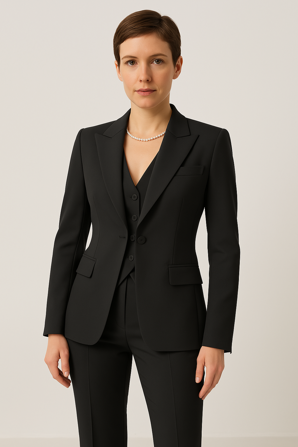 Sophisticated women's blazer from a 3-piece suit set. Perfect for formal business attire & professional style.
