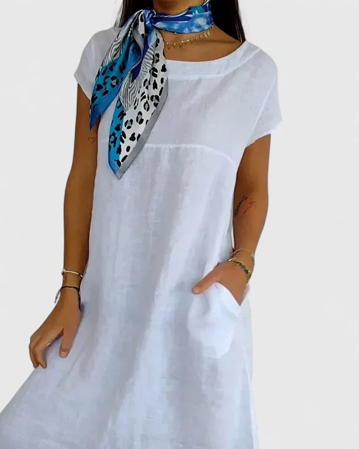 Elegant women's A-line dress, comfortable and versatile for summer casual wear.