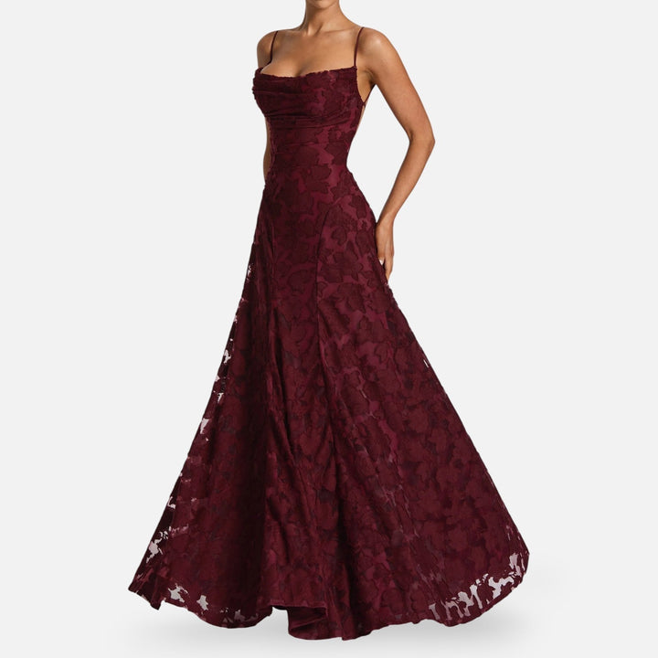 Beautiful women's A-line maxi dress, ruched bodice & spaghetti straps. Perfect for elegant evening wear.