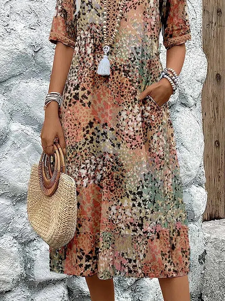Elegant women's A-line midi dress, offering a flattering and comfortable fit for all occasions.