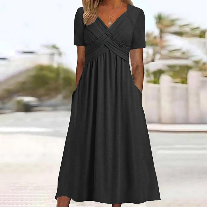 Versatile women's midi dress, A-line cut for effortless style. Chic fashion for casual or occasion wear.